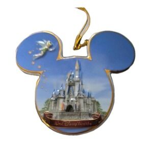 Rare Walt Disney World Mickey Mouse Ears Castle Tinkerbell Christmas Ornament